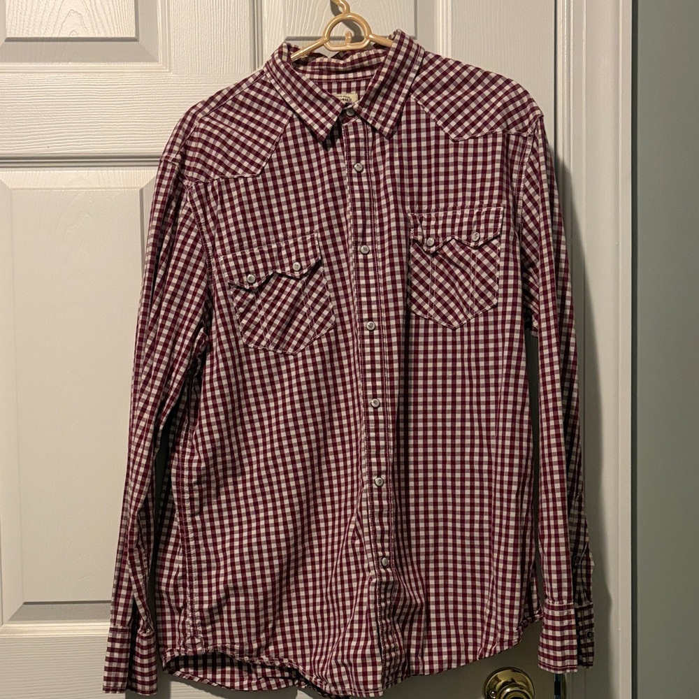 American Rag Red Checkered Dress Shirt
